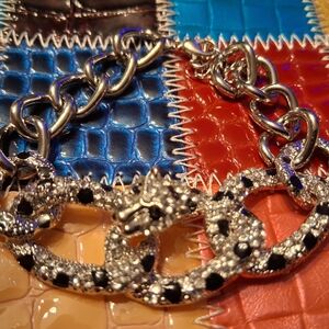 Silver and Black Snake Chain Bracelet